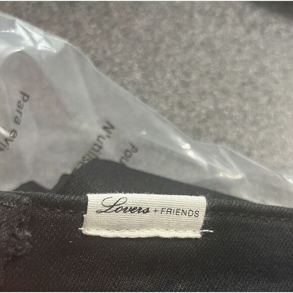 Revolve LOVERS + FRIENDS Black Bailey Flare Moto Jeans Size 28 Zipper Pockets - Picture 7 of 16